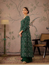 Women Emerald Green Sequins Sweetheart Neck Kurta-SHKUR00469