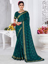 Saree Mall Women's Chiffon Teal Blue Printed Designer Saree With Blouse Piece-SHMIKSA1004