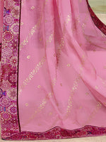 Saree Mall Women's Chiffon Pink Embellished Designer Saree With Blouse Piece-SHNAYA1005