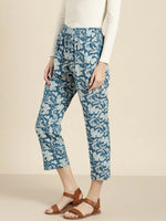 Blue Floral Straight Pants