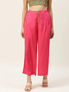 Fuchsia Front Button Pleated Culottes