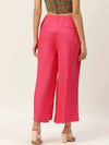 Fuchsia Front Button Pleated Culottes