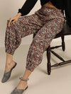 Chocolate Brown Floral Cuffed Pants