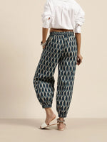 Navy Ikat Cuff Hem Pants