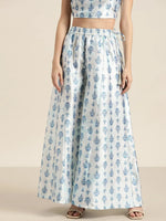 White & Blue Floral Kali Palazzo Pants