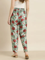 Sea Green Floral Pencil Pants