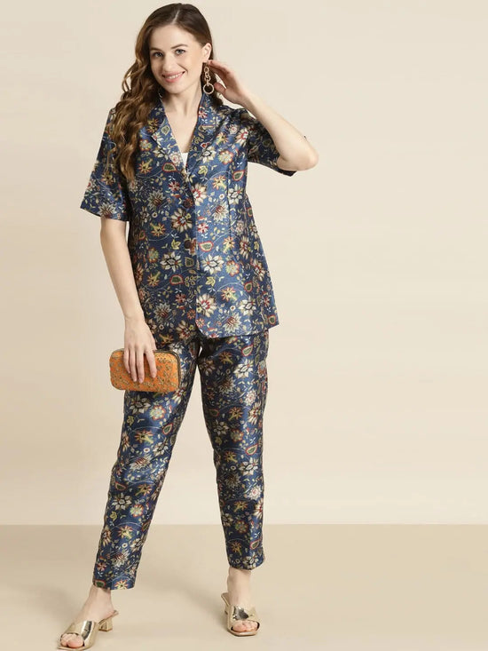 Navy Floral Pencil Pants