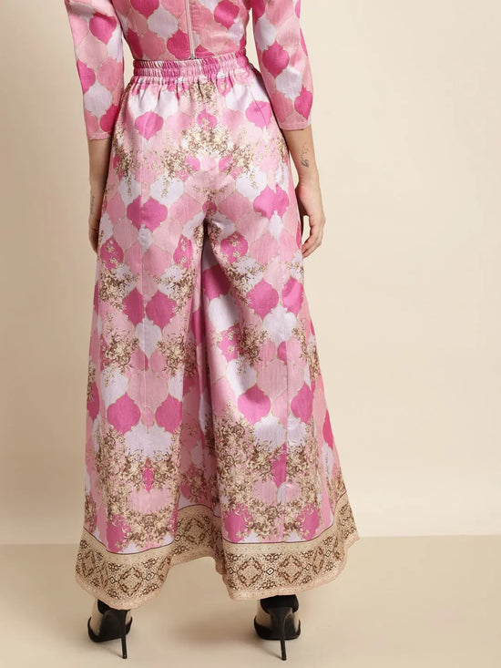 Pink Mughal Floral Kali Palazzo Pants