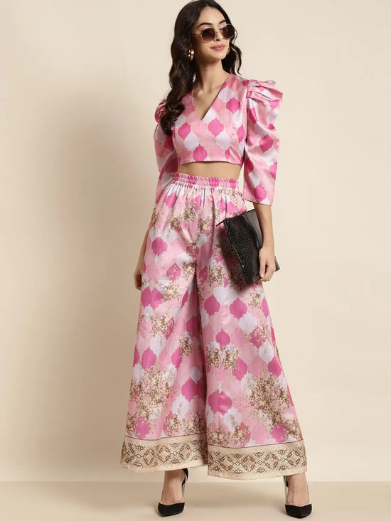 Pink Mughal Floral Kali Palazzo Pants