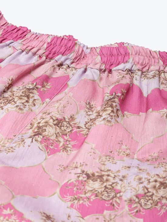 Pink Mughal Floral Kali Palazzo Pants