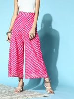 Women Pink Lehariya Ankle Length Palazzo Pants