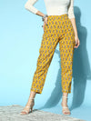 Women Mustard Booti Floral Pencil Pants