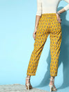 Women Mustard Booti Floral Pencil Pants