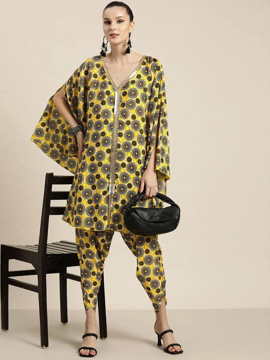 Women Yellow Geometric Print Dhoti Pants