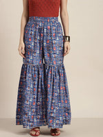 Women Blue Patola Sharara Pants