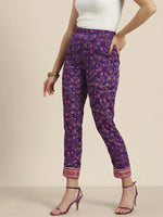 Women Purple Floral Pencil Pants