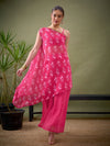 Women Fuchsia Floral One Shoulder Top With Sharara