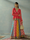 Women Red Multi Color Peplum Top With Anarkali Skirt-SHSET96048