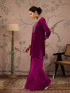 Women Fuchsia Velvet Embroidered Short Kurta With Palazzo Pants-SHSET96075