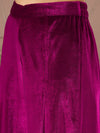 Women Fuchsia Velvet Embroidered Short Kurta With Palazzo Pants-SHSET96075