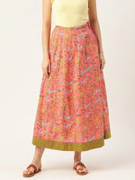 Peach Floral Anarkali Skirt