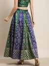 Green & Blue Foil Print Anarkali Skirt