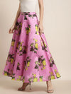 Pink Floral Anarkali Skirt