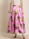 Pink Floral Anarkali Skirt