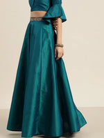 Teal Embroidered Waistband Anarkali Skirt