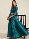 Teal Embroidered Waistband Anarkali Skirt