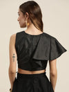 Black Ruffle Detail Crop Top