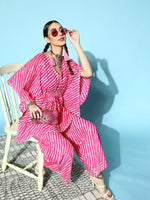 Women Pink Lehariya Short Kaftan Top