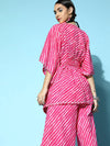 Women Pink Lehariya Short Kaftan Top