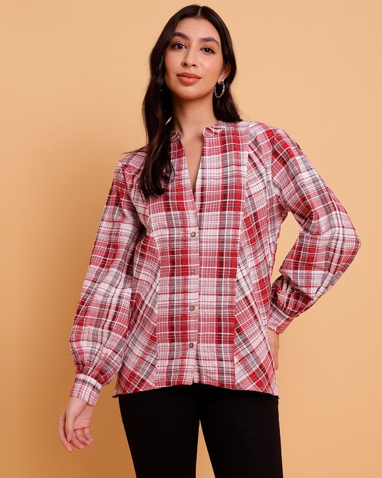 Multicolour Oversize Full Sleeve Bias Panelling Shirt-SISH0100424