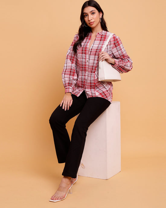 Multicolour Oversize Full Sleeve Bias Panelling Shirt-SISH0100424