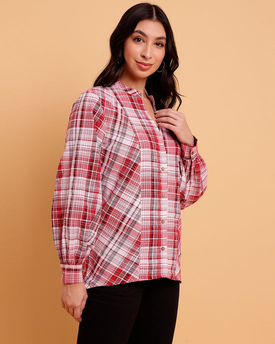 Multicolour Oversize Full Sleeve Bias Panelling Shirt-SISH0100424