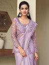 Saree Mall Women's Georgette Mauve Embellished Designer Saree With Blouse Piece-SILVER28007F