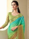 Saree Mall Women's Chiffon Light Green Embellished Designer Saree With Blouse Piece-SILVER28009