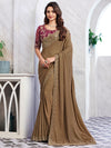 Saree Mall Women's Chiffon Brown Embellished Designer Saree With Blouse Piece-SILVER29013