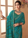 Saree Mall Women's Chiffon Teal Blue Embellished Designer Saree With Blouse Piece-SIMYA25801C