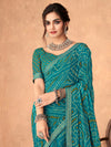 Saree Mall Women's Chiffon Teal Blue Embellished Designer Saree With Blouse Piece-SIMYA25801C