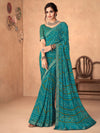 Saree Mall Women's Chiffon Teal Blue Embellished Designer Saree With Blouse Piece-SIMYA25801C