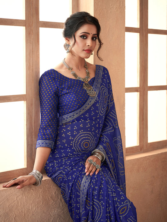 Saree Mall Women's Chiffon Blue Embellished Designer Saree With Blouse Piece-SIMYA25803C