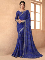 Saree Mall Women's Chiffon Blue Embellished Designer Saree With Blouse Piece-SIMYA25803C