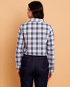 White Grey Checks Cotton Crop Shirt-SISH0110124