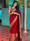 Saree Mall Women's  Blend Maroon Woven Design Designer Saree With Blouse Piece-SITA1004