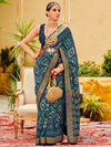 Saree Mall Women's Tussar  Navy Blue Printed Designer Saree With Blouse Piece-SITARMN2006