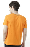 Huetrap Orange Mens Short Sleeve Graphic Printed Tshirt-HT17MKGRABZO01104