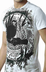 Huetrap White Mens Short Sleeve Graphic Printed Tshirt-HT12MKGRAWHT00065