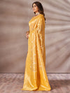 Saree Mall Women's Cotton Yellow Woven Design Designer Saree With Blouse Piece-SMIKSHA88902